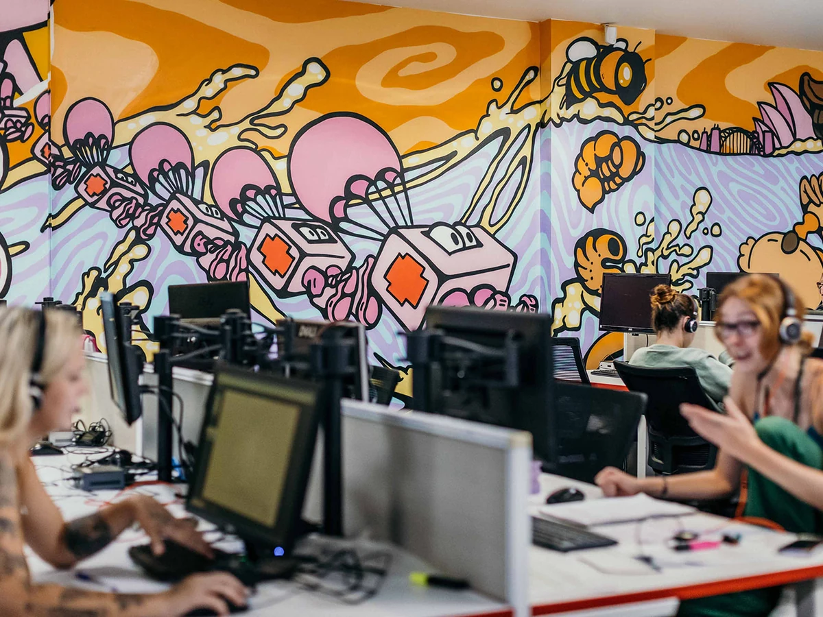 GiveTel team on the call-centre floor