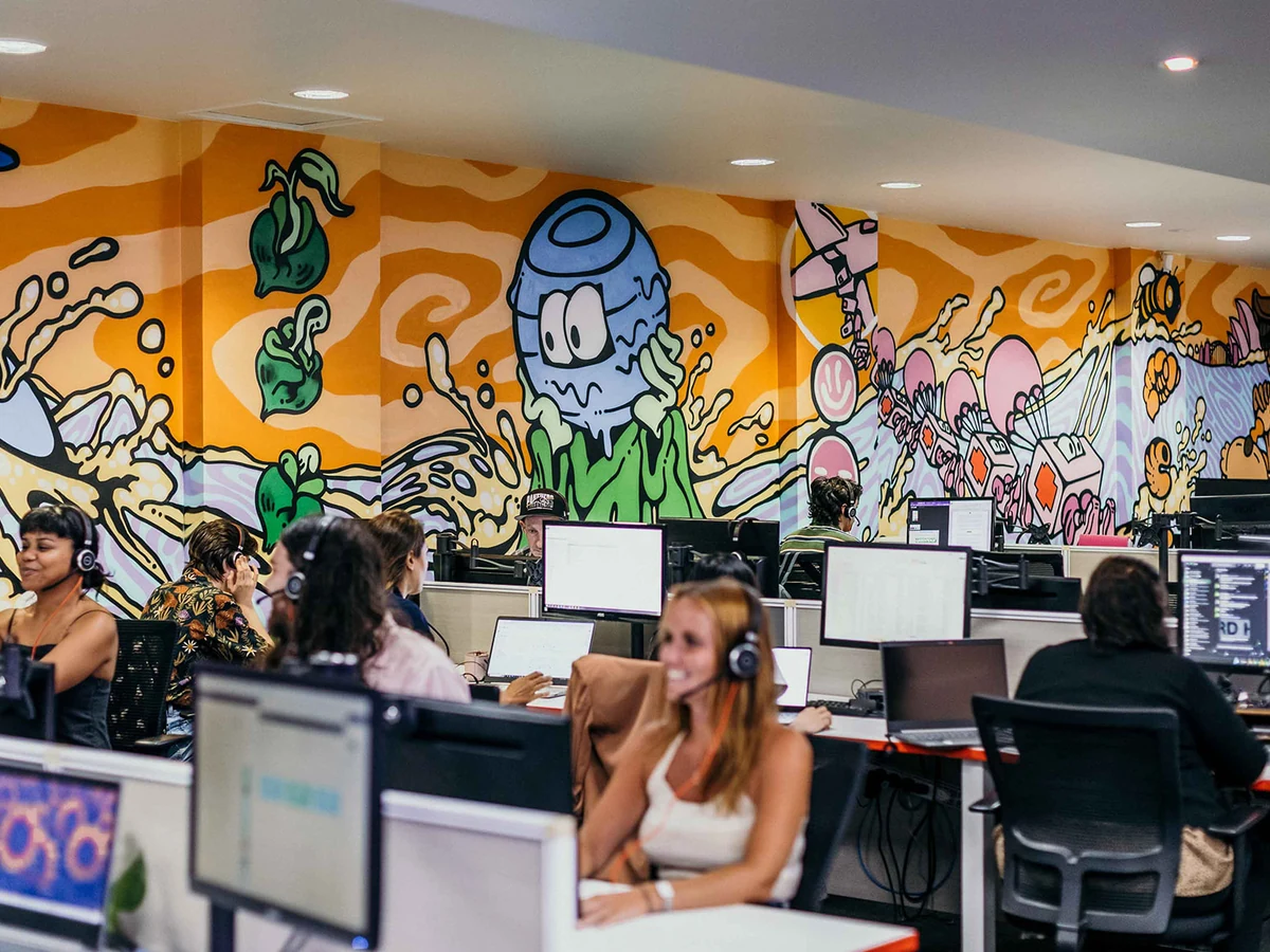 GiveTel call-centre floor during a fundraising shift